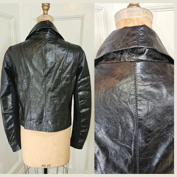 Biker Jacket Asymmetrical Zip Leather Jacket – Made in Italy – Size XL - Picture 2 of 6